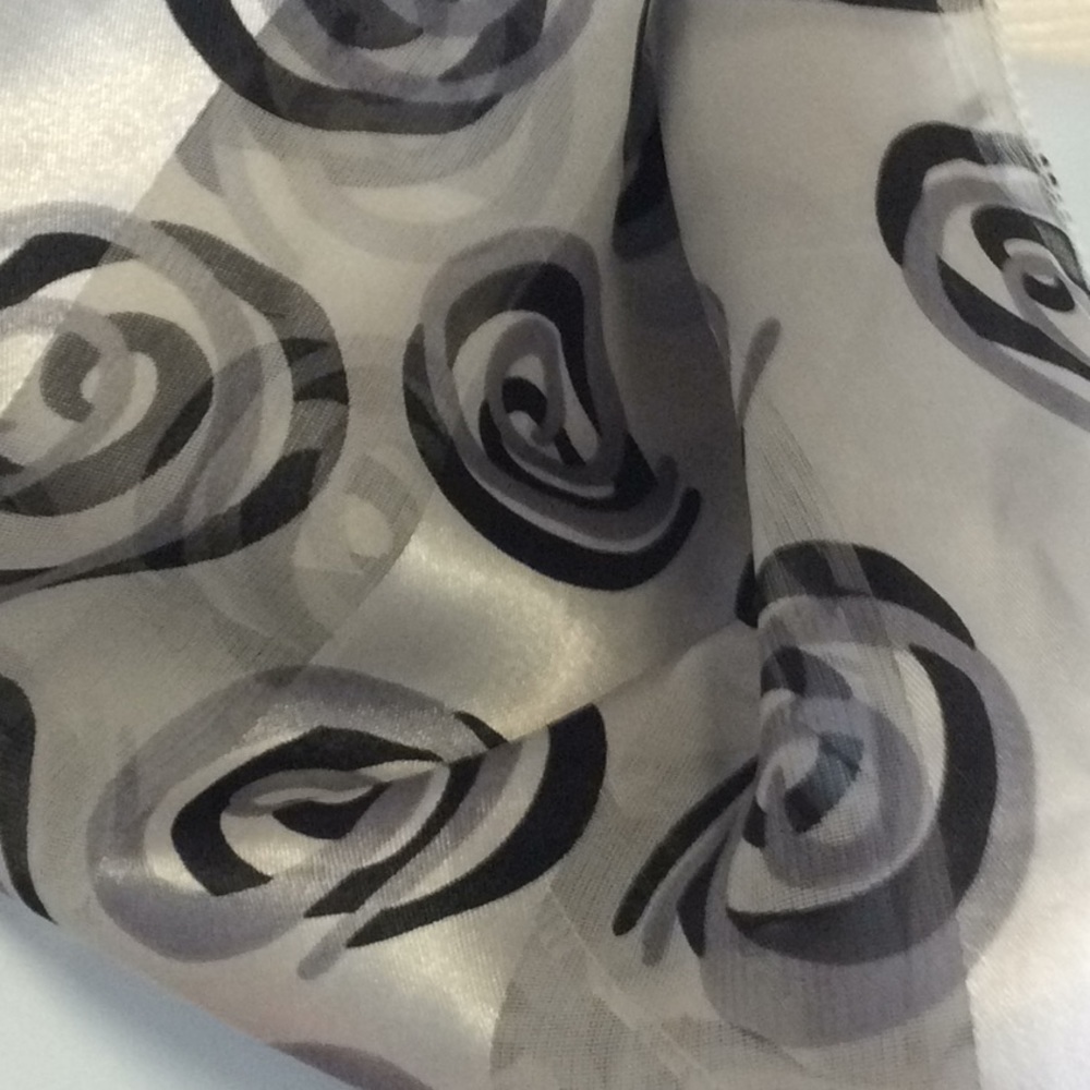 Black ,white & gray swirl scarf 100% polyester